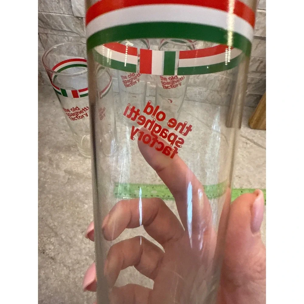 Old Spaghetti‎ Factory Glasses Set 4 Italian Stripe Tumblers 12 Oz 7